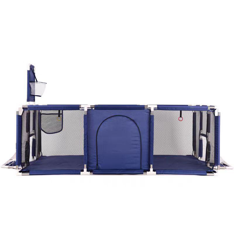 

Детский манеж для игр в помещении с баскетбольным кольцом и зоной для бросков темно-синий