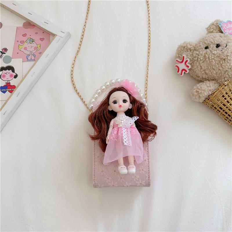 Adorable Children's Plush Doll Handbag With Fashionable Chain Strap For Girls