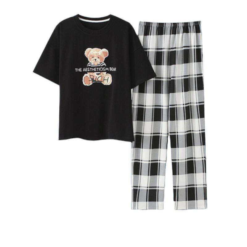 

Женская пижама больших размеров летний тонкий хлопковый костюм