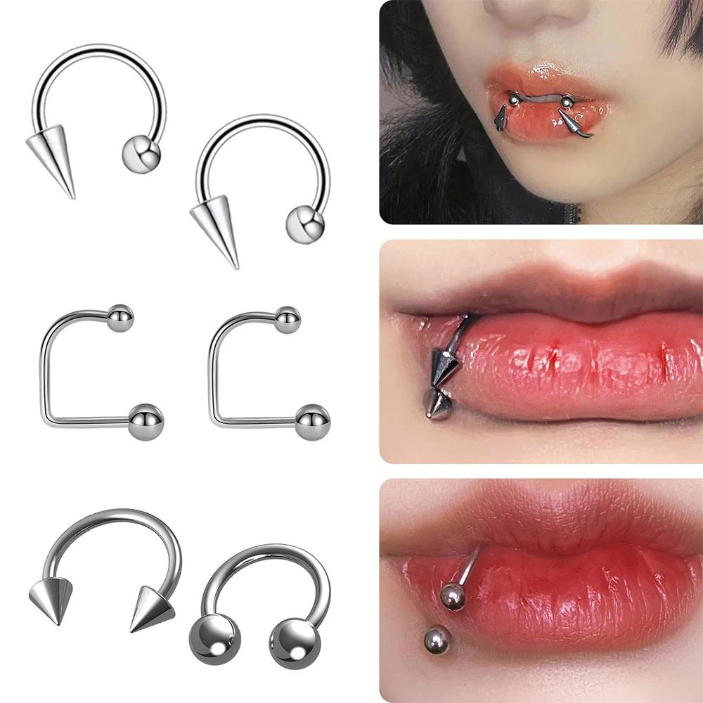 6 Stück/Set Lippenringe Lippenstecker Schmuck Monroe Lippen-Langhantelringe Schlangenbissloch Schmuck 16G Halbrunde Ohrringe Tragus Knorpel