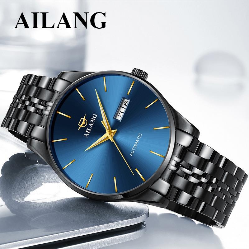 AILANG Men's Mechanical Watch Fully Automatic Ultra -thin Fashion Trend Men's Watch Bilateral Calendar Night Light Waterproof