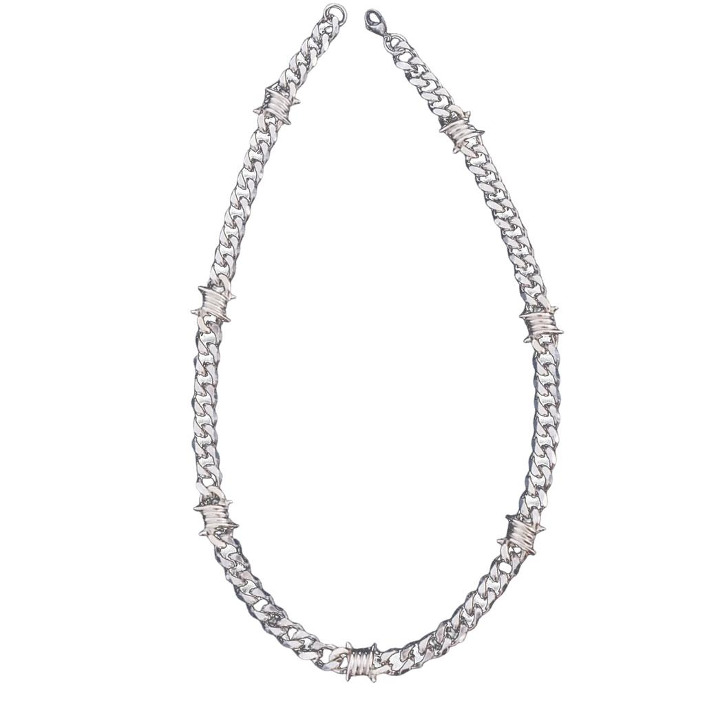 Colier unic cu lanț cubanez cu spini, brățară, accesoriu de bijuterie elegant pentru pasionații de stil hip hop și punk