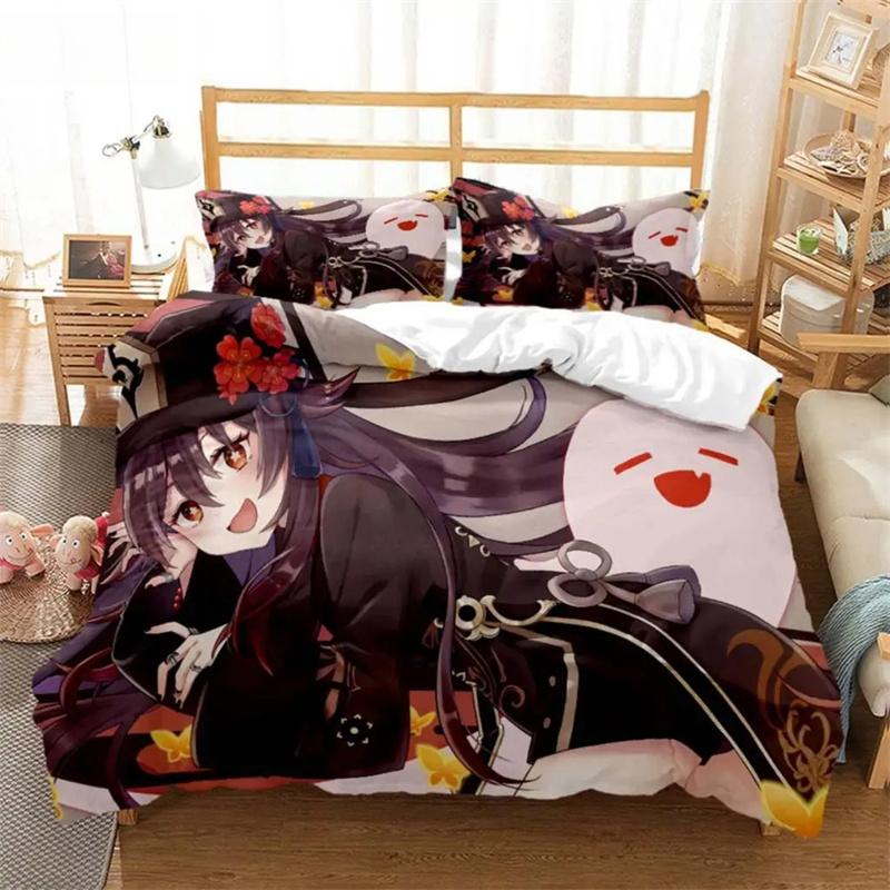 Genshin Impact Animation Cartoon Soft And Comfortable Customizable Comforter Bedding Sets Bedding Set Luxury Quilt Cover