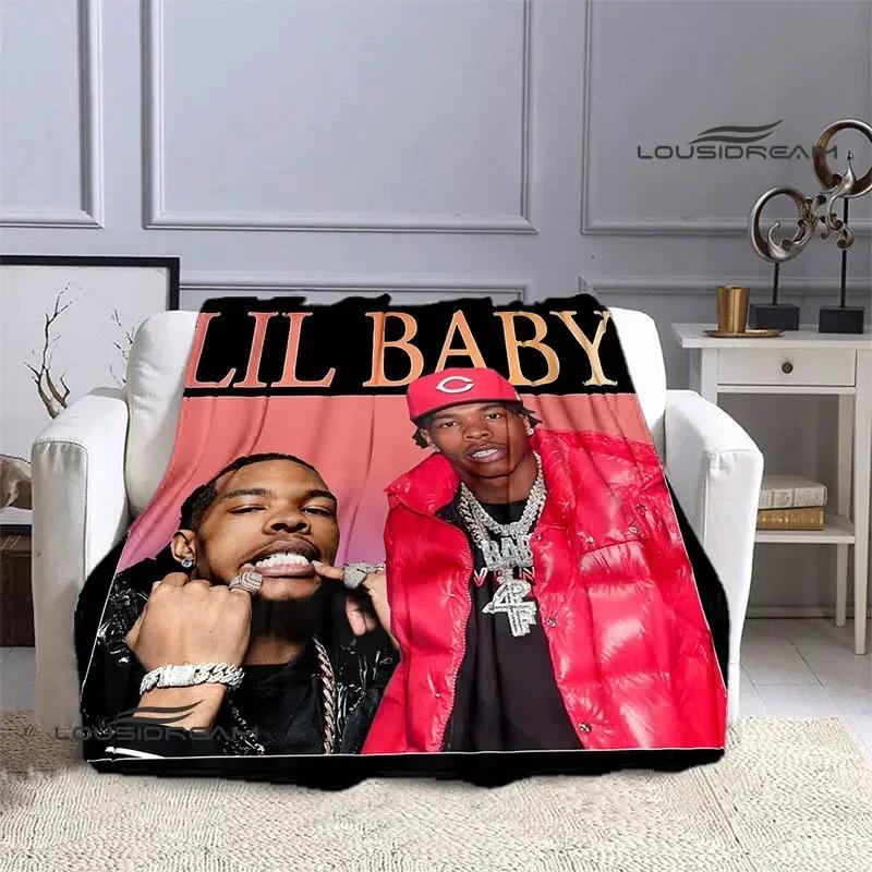 Hip -hop Singer Lil Baby Printing Blanket Picnic Blanket Warm Flannel Blankets Bed Linings Blankets for Beds Birthday Gift
