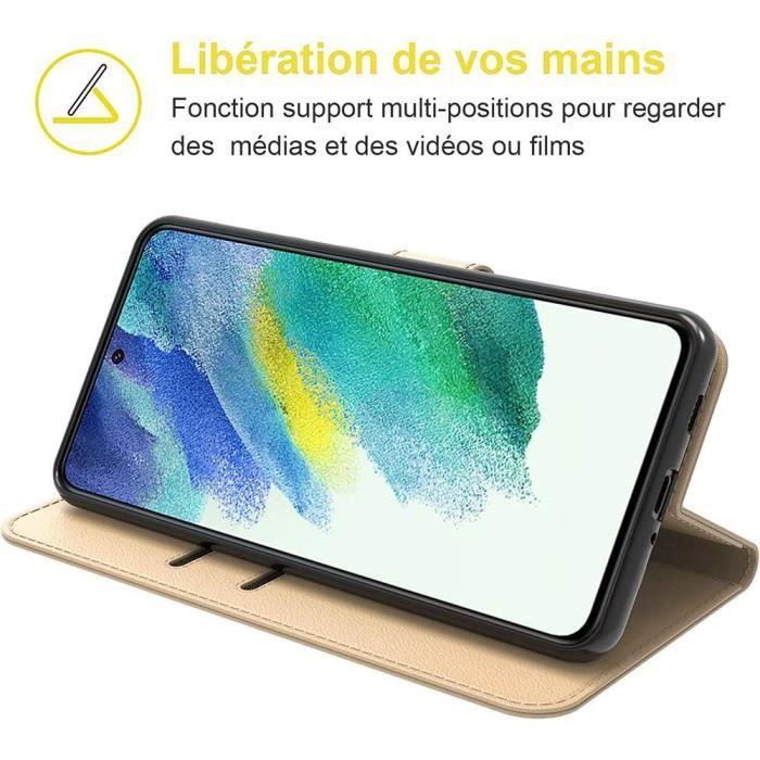 Coque - Samsung - S22 - Doré - Anti-Choc - Effet Cuir Souple