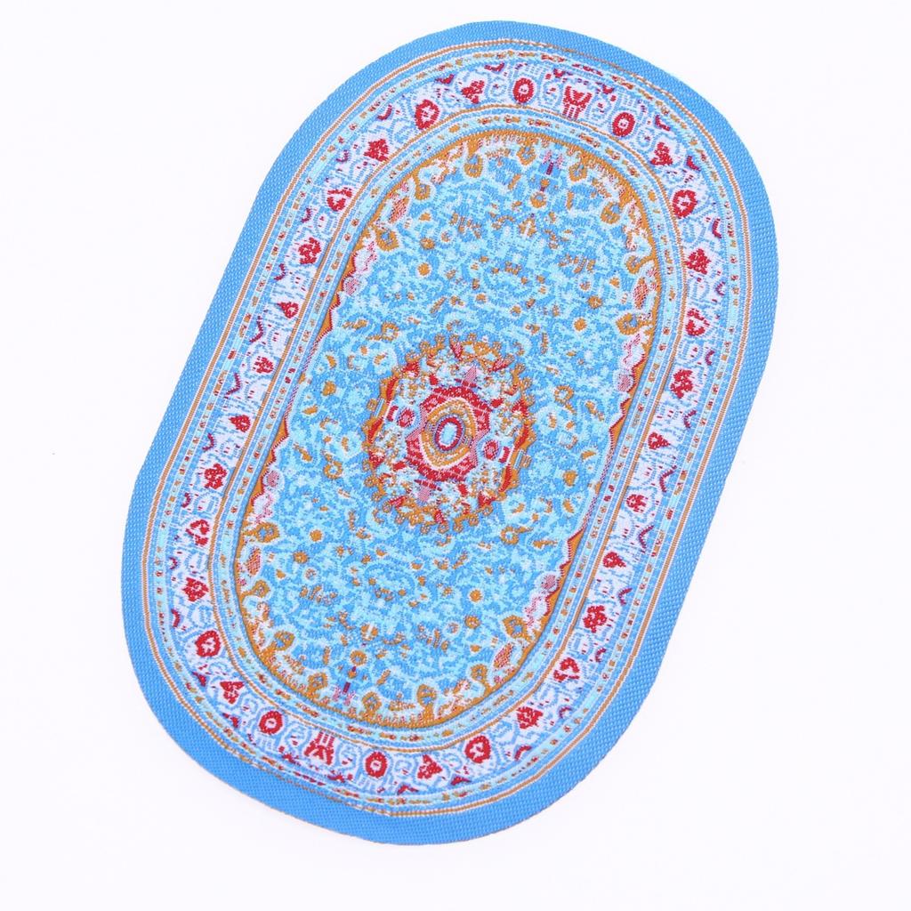 Doll House Mini Floor Decoration Carpet Small Cloth Miniature Living Room Scene Oval Woven Floor Mat