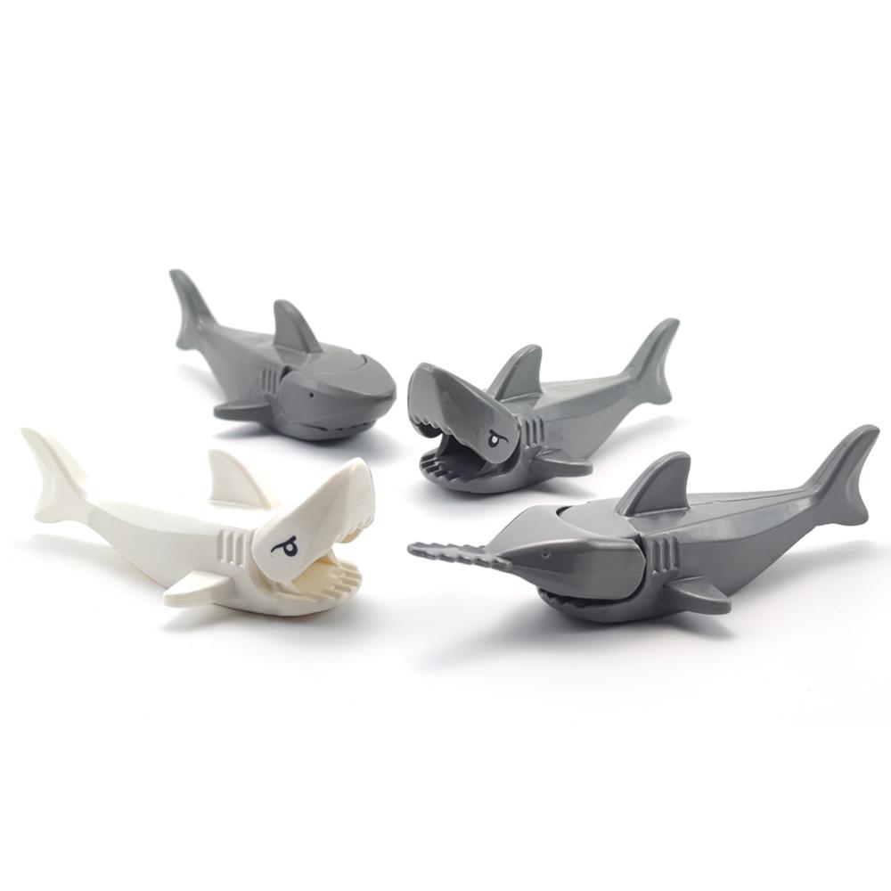 1 Pcs MOC Animal Building Blocks Jagged Shark Animal Aquarium Shark Scene Series Submarine Animal DIY Decoration Toys Gift