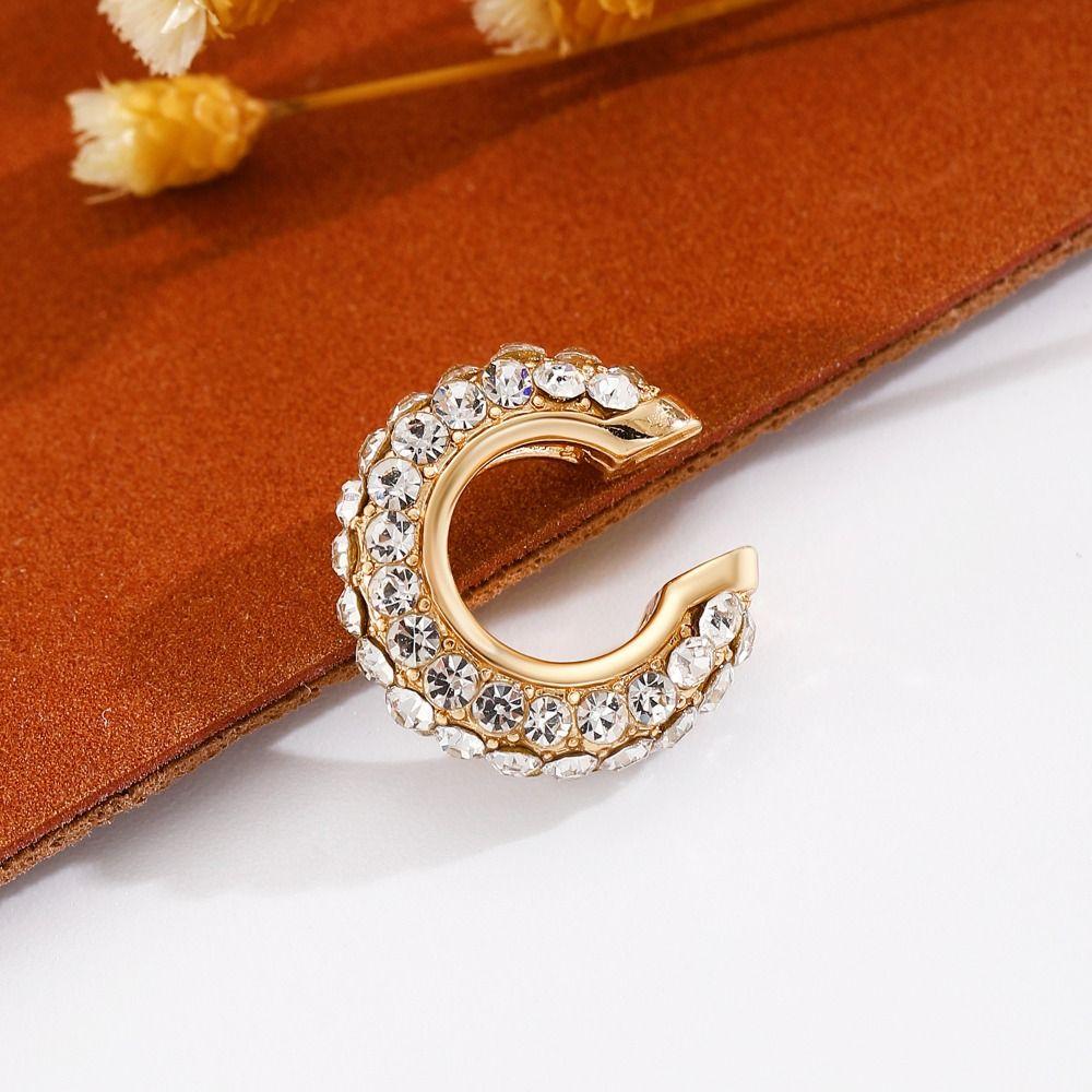 Copper C Shape Ear Cuff Crystal Gold Jewelry Punk No Piercing Earrings  Women
