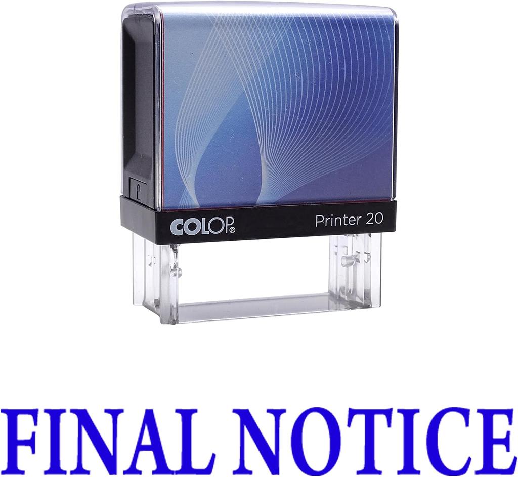 Final Notice Self Inking Rubber Stamp Custom Colop Office Stationary P20 Mini Stamper