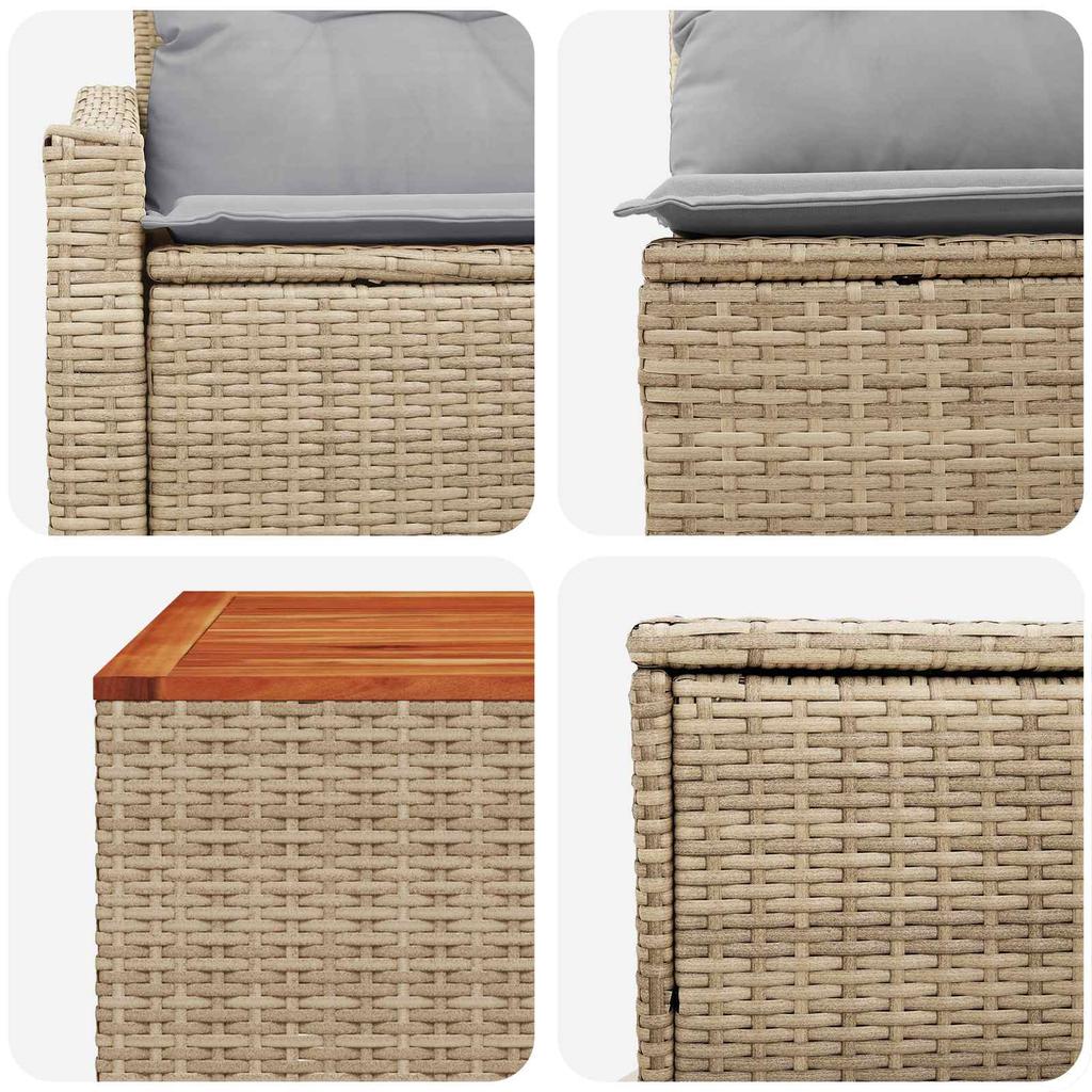 Sofa Set 6 Pieces Beige and Light Gray Poly Rattan and Steel