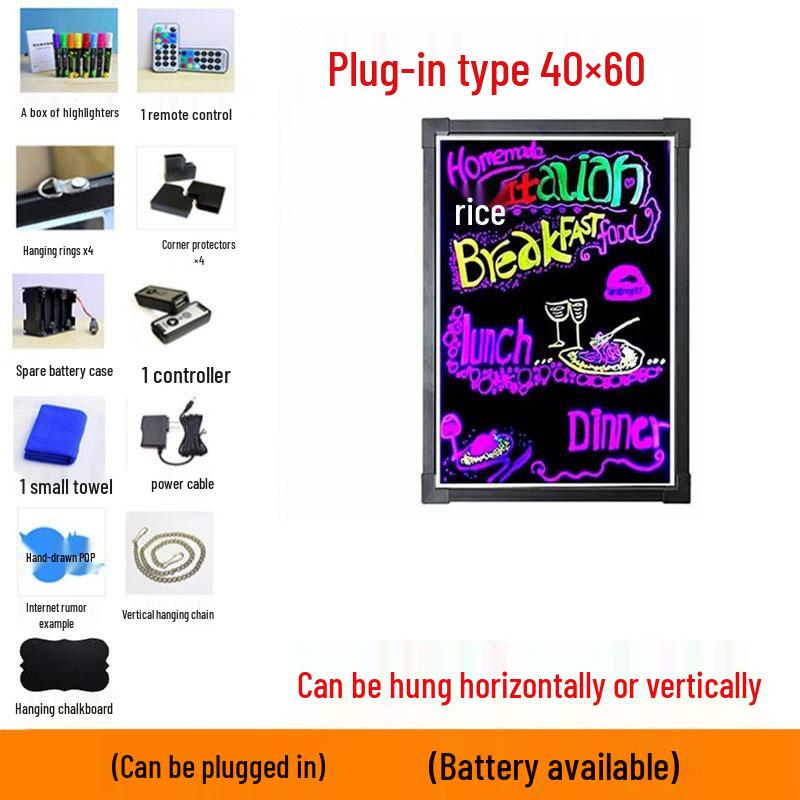 LED Blackboard Stall Display Sign - Luminous Advertising Menu Board