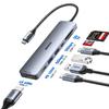 BENFEI Hub with HDMI 2 Data 100W Card Silicone Cable Prevents Tangles and Is Compatible with MacBook iPad and iPhone 15 7-in-1 USB-C 4K@60Hz, USB-A,