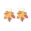 French Vintage Enamel Maple Leaf Drop Earrings for Women New Design Temperament Leaves Earring Autumn and Winter Jewelry Gift
