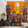 Day Of The Dead Couple Shower Curtain - Vibrant Mexican Folk Art With Skeletons In Floral Skirts, Sombreros & Mariachi Band