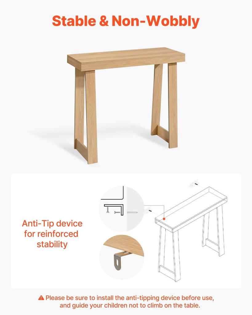 91,5 cm Konsolentisch, Moderner Schreibtisch hinter dem Sofa, Rechteckiger Holzeingangstisch, Schmaler Langer Sofatisch Akzentständer, Ideal für Flur, Schlafzimmer,