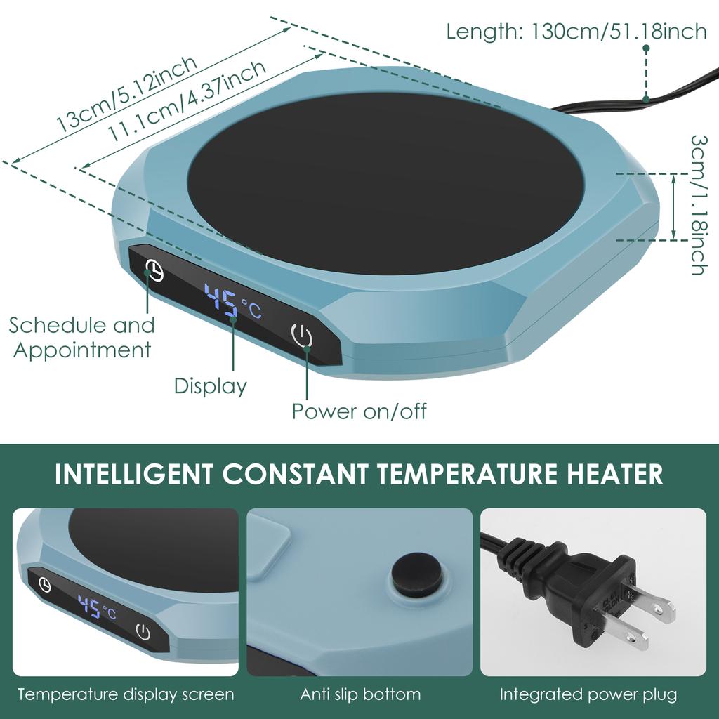 Coffee Mug Warmer Heated Saucer with Triple Adjustable Temperatures Saucer Coffee Cup Warmer with Anti Skid Pad For Coffer Tae