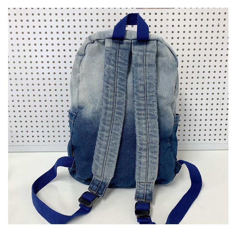 Retro Stern Patchwork Farbverlauf Denim Rucksack - Süße japanische Schultasche für Studenten