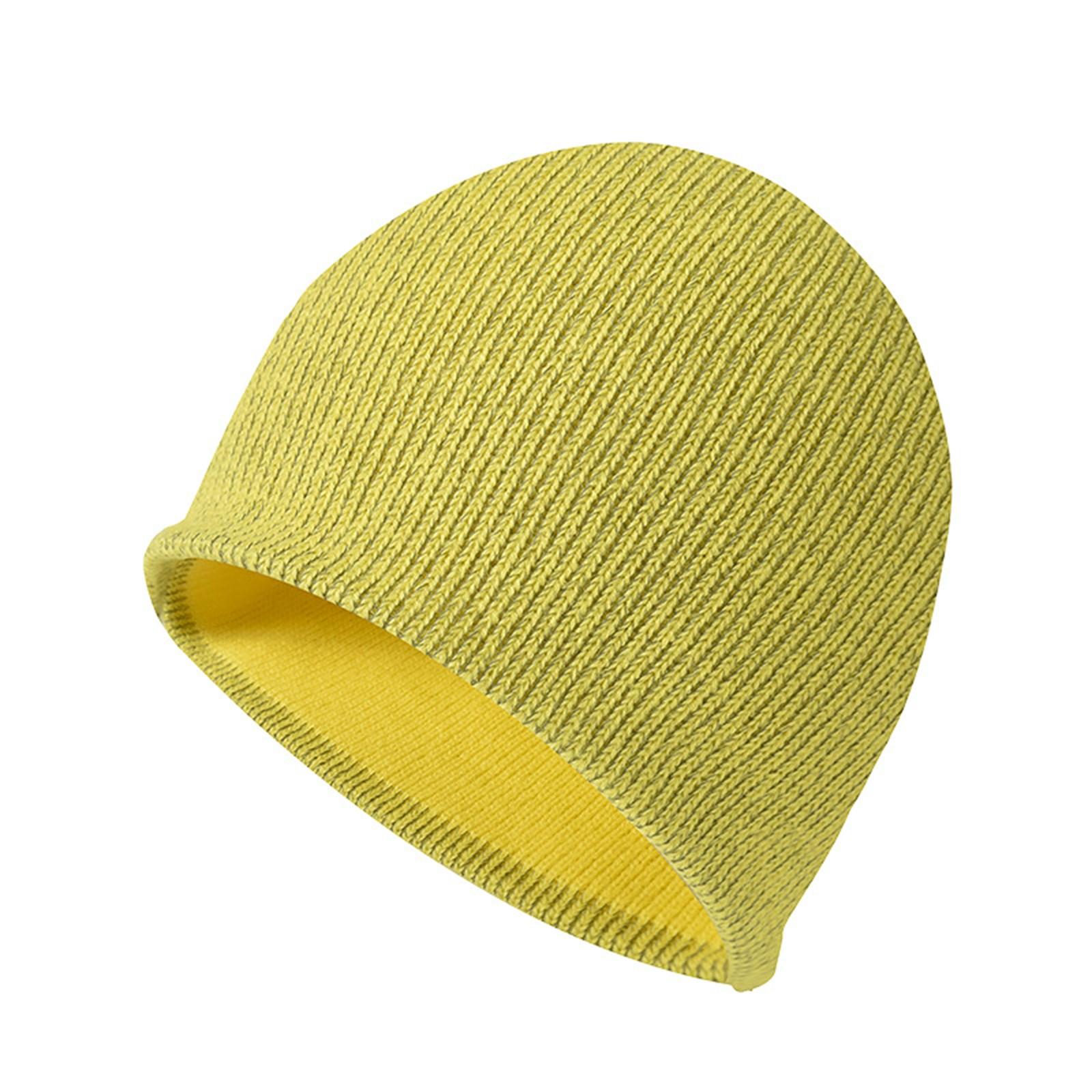 

Unisex Reflective Hat Cuffed Winter Knitted Hat High Visibility Windproof Cycling Hat for Men Women Skiing Cycling жовтий