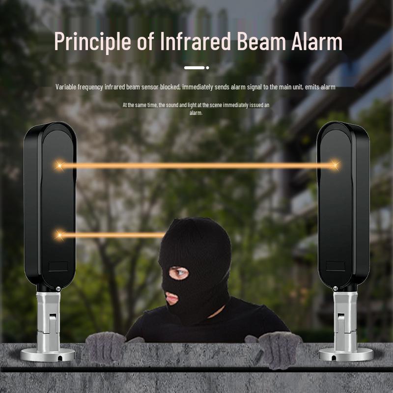 Battery-Powered Wireless Infrared Beam Detector, Outdoor Waterproof Anti-theft Alarm, Easy Installation, No Wiring Needed