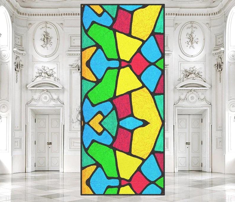 Customize Stained Glass Window Film Frosted Mosaic Grid Privacy Protection No Glue Decorative Bathroom Bedroom Kitchen Home Quality