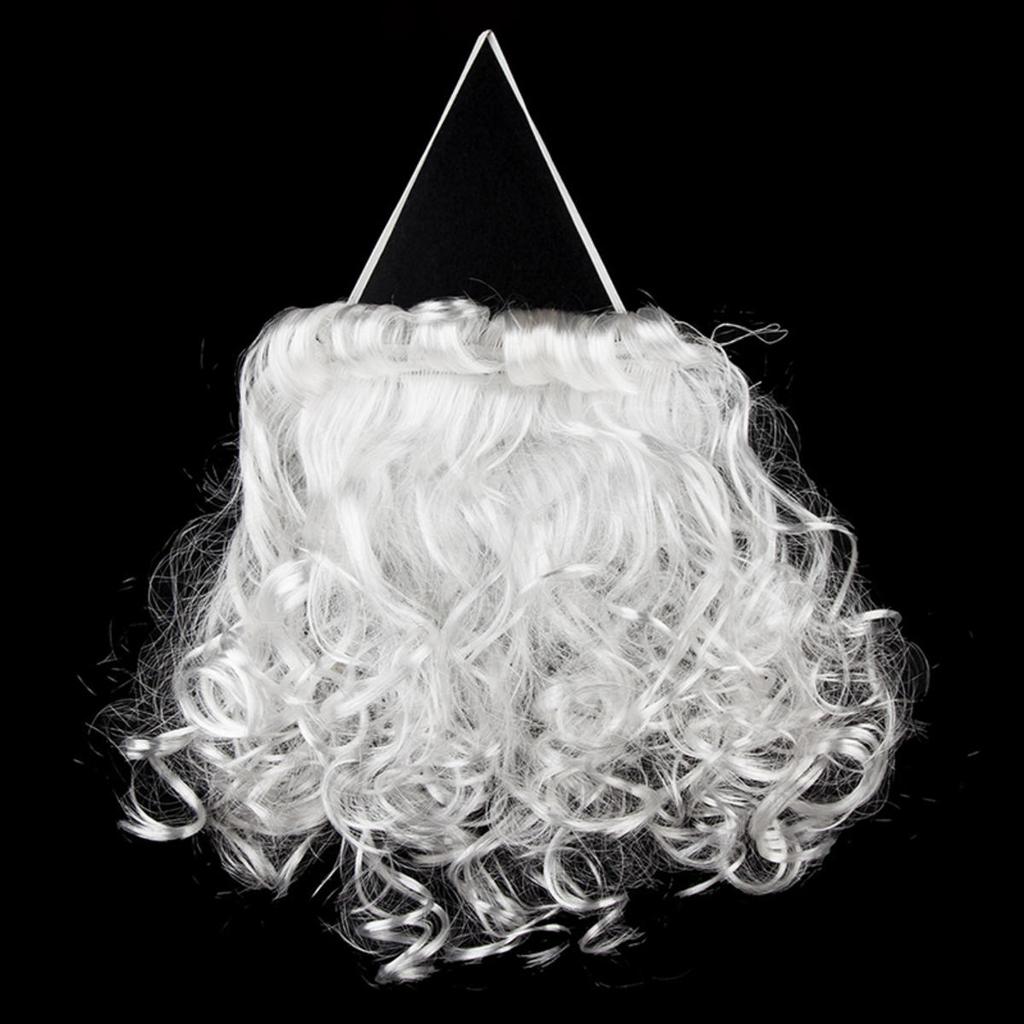 Santa Claus Beard Curly Fluffy Costume Adults/Kids Christmas Performance Santa Fake White Handlebar Mustache for Cosplay Party