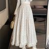 New White Floral Skirt High Waist Spring and Summer Medium and Long Design Sense Niche Long Skirt Irregular Fairy Skirt