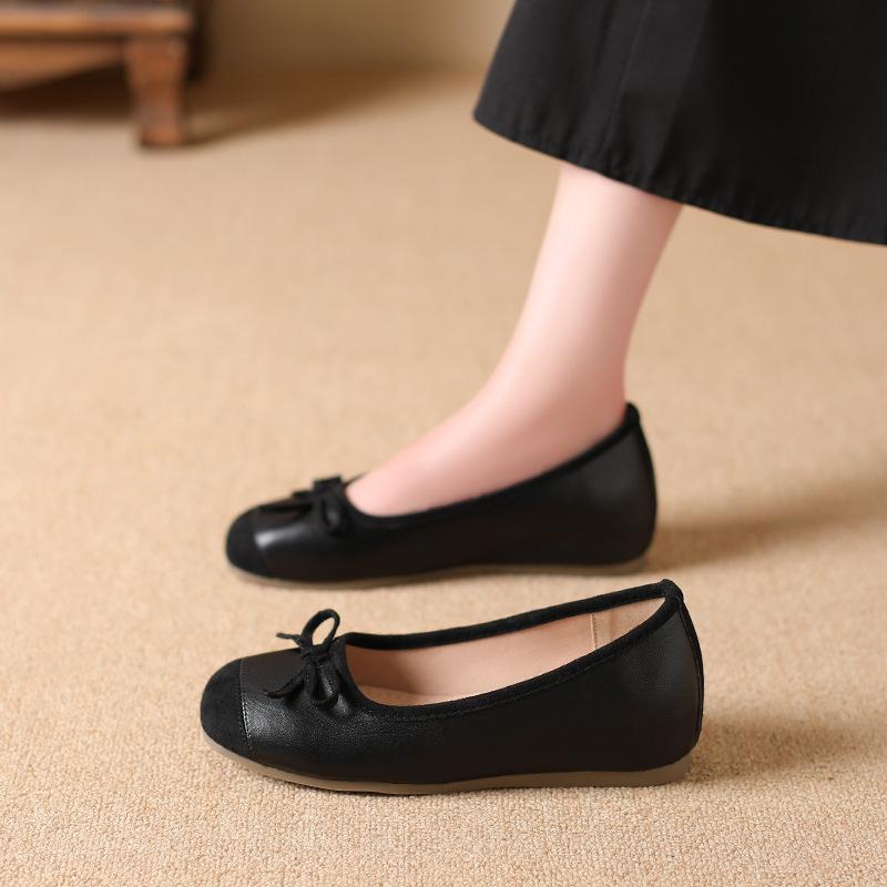 

Французский бант, круглый носок, балетки в сказочном стиле, на плоской подошве, нежные вечерние туфли, летне-осенняя новинка, женские маленькие туфли 40 чёрный