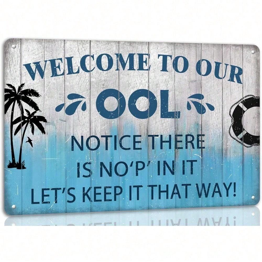 Funny Pool Warning Sign, Vintage Metal Poster Wall Decor for Bar