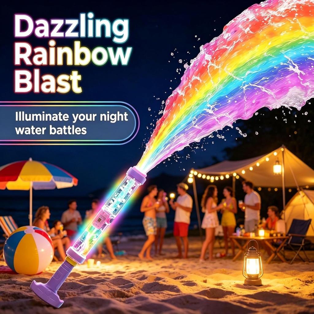 Firework Spray Glowing Rainbow LED Magic Water Blaster for Summer Pool Backyard Beach Birthday Party Outdoor Game