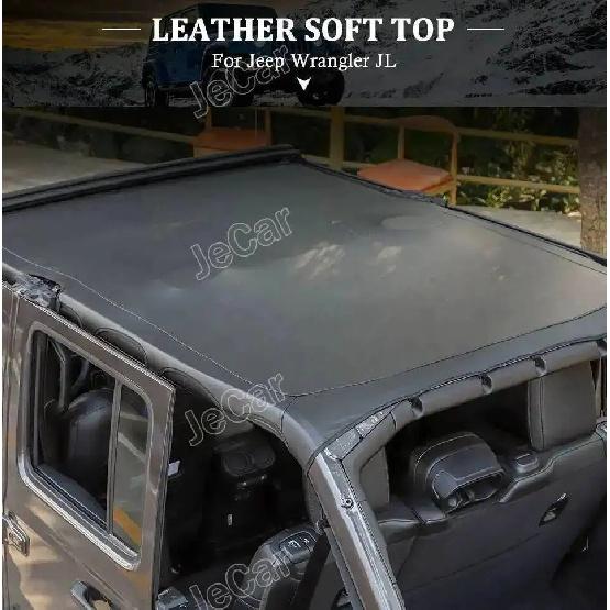 Car Cover Leather Soft Roof Top Full Length Cover Sunshade Accessories for Jeep Wrangler JL 4-Door 2018 2019 2020 2021 2022 Up