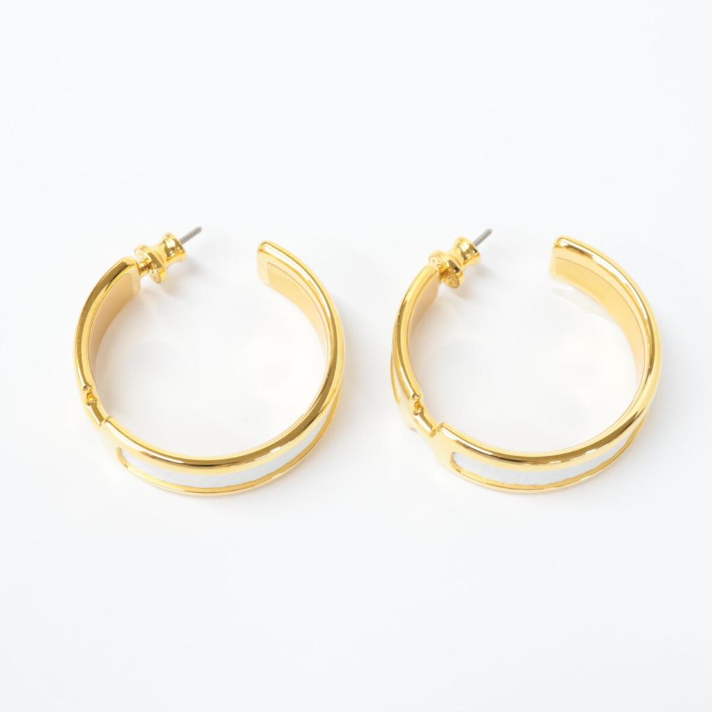 Hermes [Excellent Condition] Olympe Vaux Epsom Hoop Earring White goldUsed