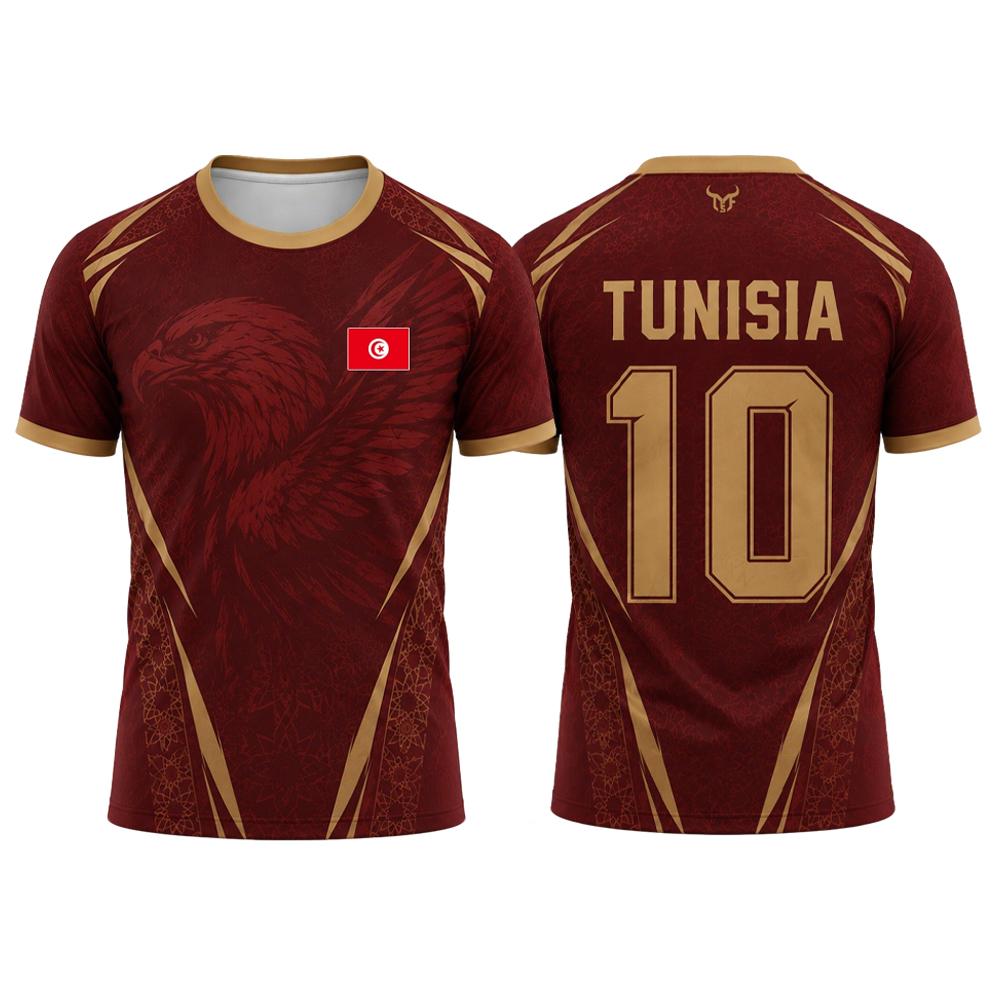 New Tunisia Flag Print Football Jersey Men's Sports Quick-drying And Breathable Football