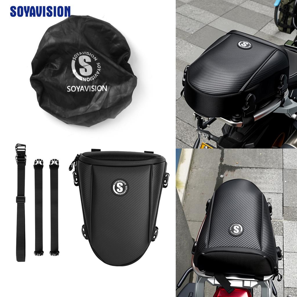 Universal Black Motorcycle Bag Rear Seat Bag Tail Pack Multifunctional Crossbody Bag Riding Gears With Outdoor Raincover