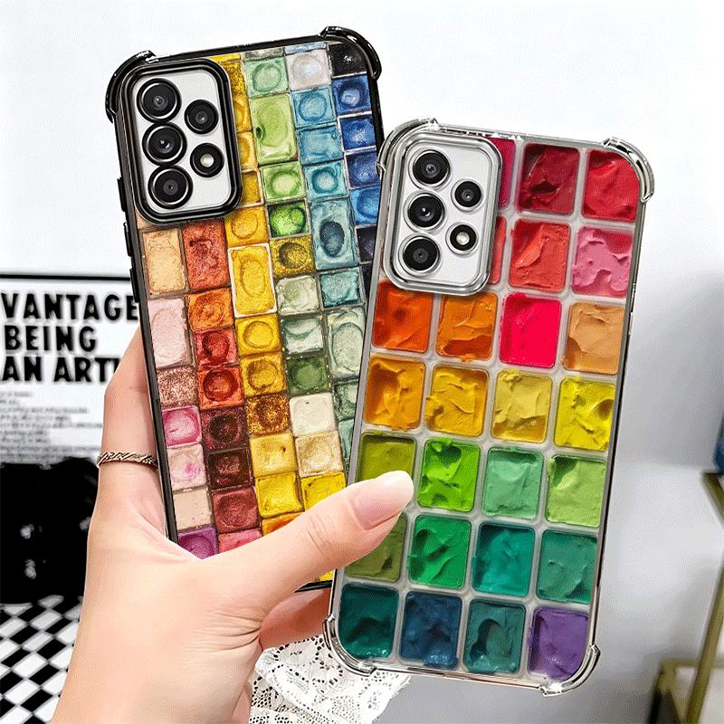 Watercolors Set Paint Palette Plating Phone Case For Samsung A17 A07 A37 A57 A16 A56 A15 A55 A14 A54 A13 A53 A26 A36 A25 A35 A24