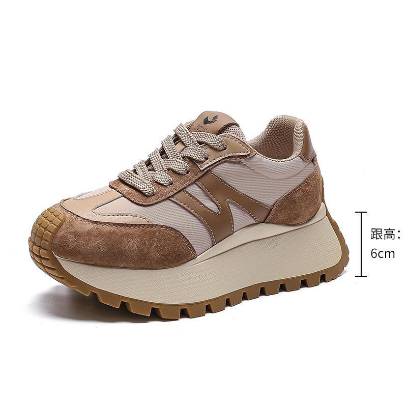 Platform-soled Retro New Waffle Sneakers Spring Heightening Ins Korean Version Casual Versatile Maillard Shoes Women