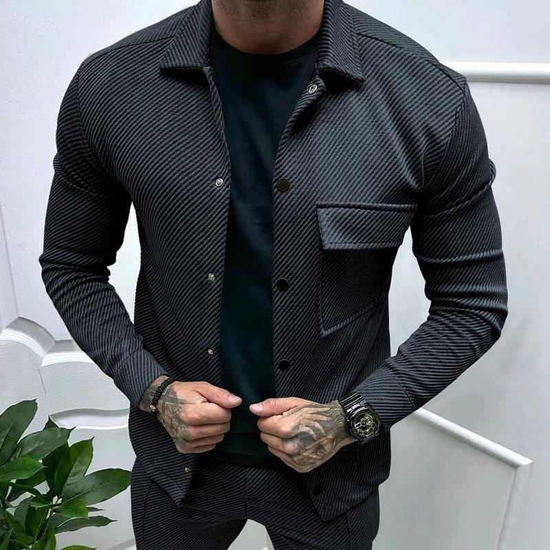 Autumn Casual Twill Lapel Long-sleeved Top Single-breasted Solid Color Slim Jacket