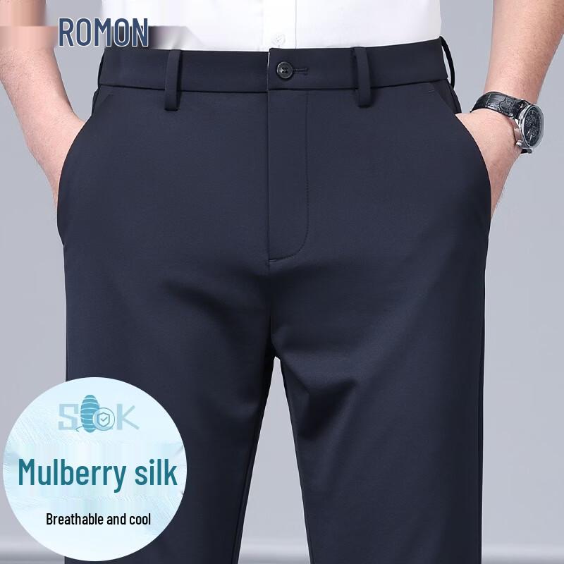 ROMON Men s Business Casual Straight-Fit Pants 36