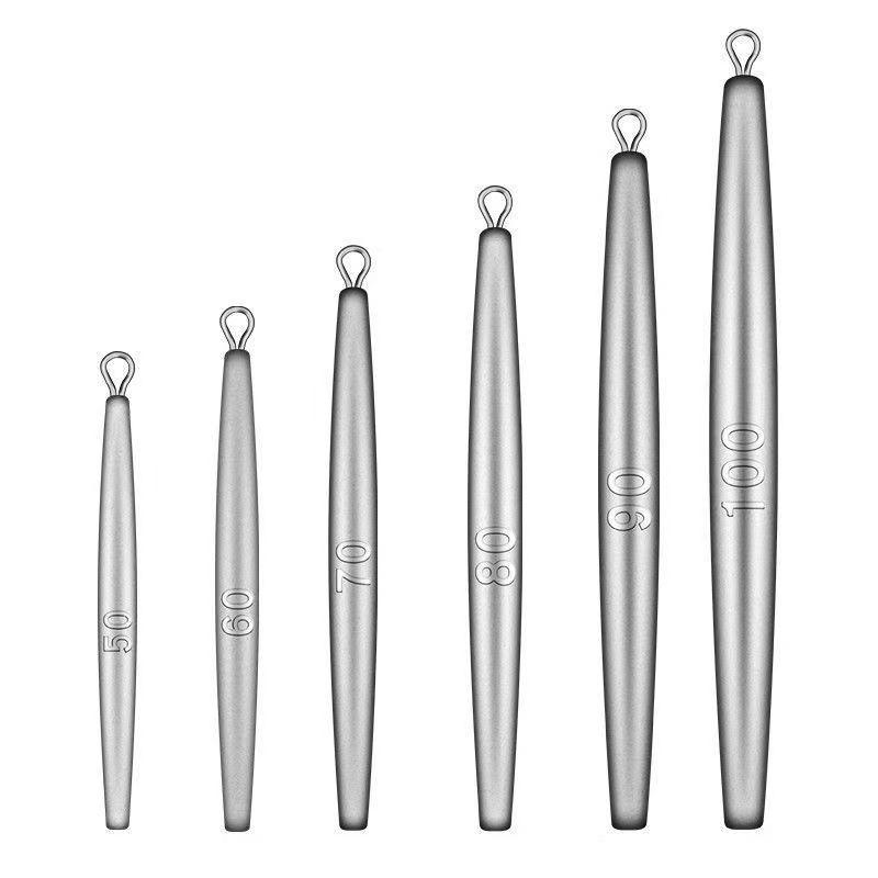 Long Pencil Lead Sinker with Ring - Anti-Snag Anchoring for Fishing