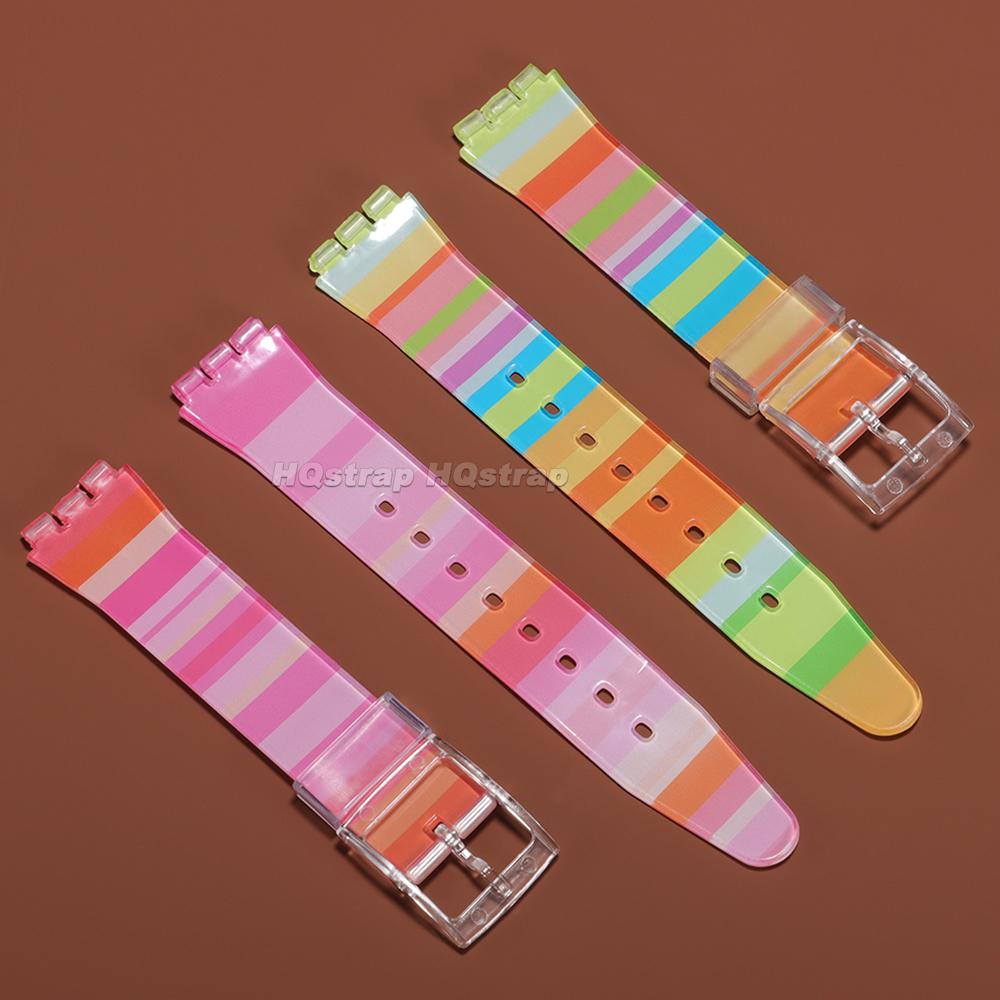 16mm 17mm 19mm Horlogeband voor Swatch Siliconen Horlogeband Jelly Kleur Waterdichte Rubberen Polsband Zachte Sport Armband Accessoires