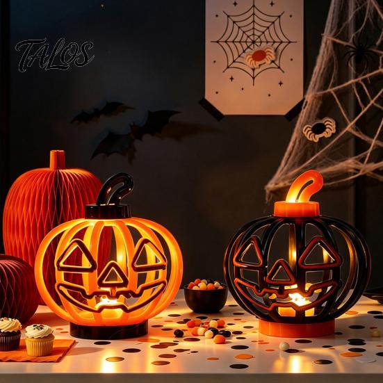 Home Window Display Ornaments Halloween Pumpkin Lantern, LED Light Up Hollow Ornament, Battery Operated Decorative Statue with Warm for Indoor Outdoor