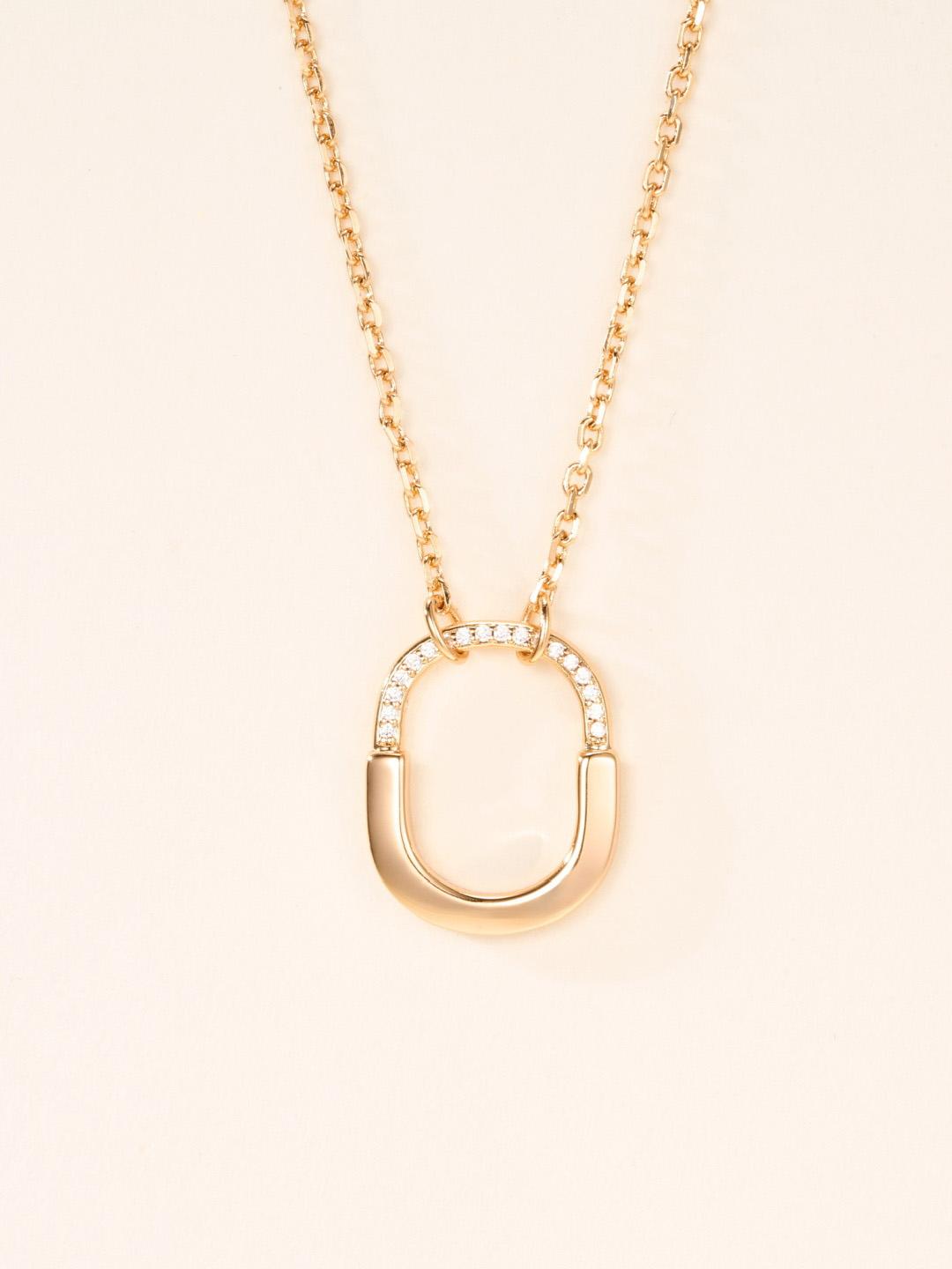 

Three Color Diamond Set Super High Quality Lock Shape Pendant Necklace 18k Thick Gold Electroplated Daily Wear, Gift Banquet рожевий колір золота