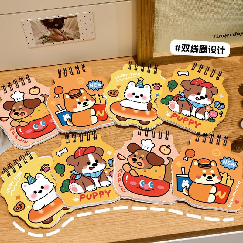 School Supplies Artoon Cute Puppy Flip Up Coil Book Cute Kawai Stationery Reward Small Book Good Looking Notebook Small Gift