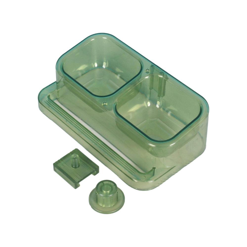 Large Capacity Parrot Splash Proof Feeder Double Bowl Bird Feeding Water Box Bird Feeding зелёный