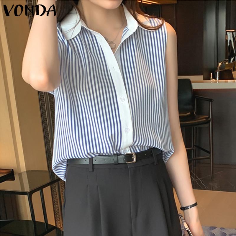 

VONDA Summer Women Топы без рукавов в полоску - стильная сезонная мода на любой случай
