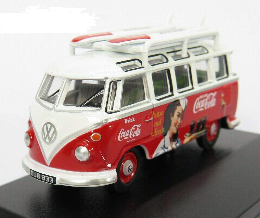 Scară Oxford Autobuz Volkswagen miniatură OXFORD 1962 Autobuz T1 turnat sub presiune cu mașină 1/76, mașină, Derivan, placă de surf, Coca-Cola
