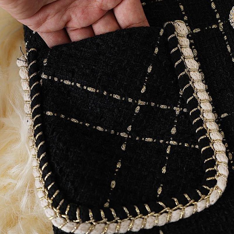 Vlněná kostkovaná sukně, 3barevná, velikost S-XXL, dámská, s vysokým pasem, kapsami a rozparkem, střední délky, kancelářské, jednokrokové, dámské sukně