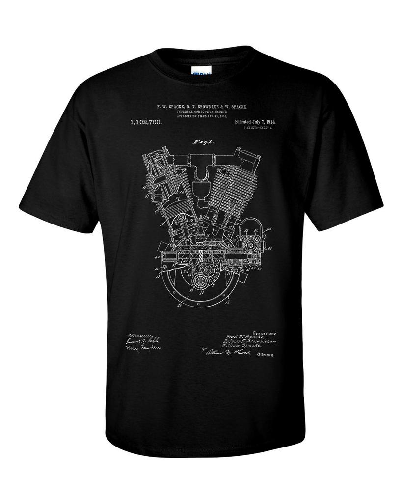 Motorcycle Internal Combustion Engine Patent TShirt Motorbike Blueprint Shirt