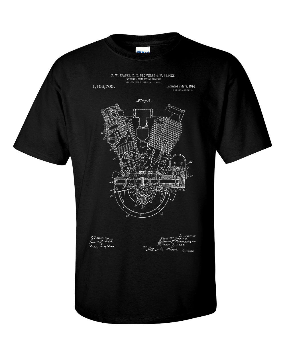 Motorcycle Internal Combustion Engine Patent T-Shirt Motorbike Blueprint Shirt S