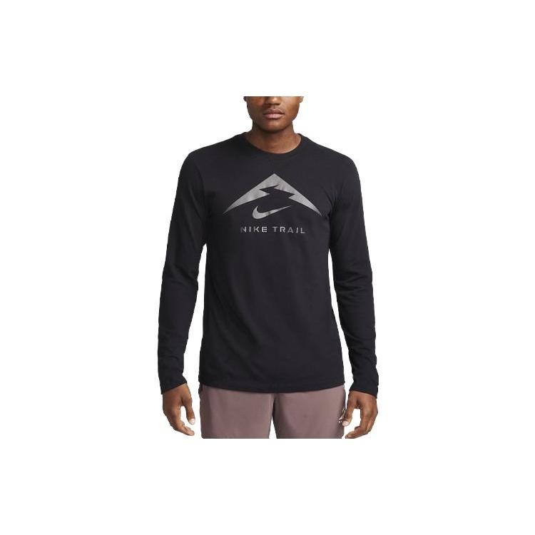 Nike Dri-FIT Trail Running Long Sleeve T-Shirt Black Men s FN0827-010 L