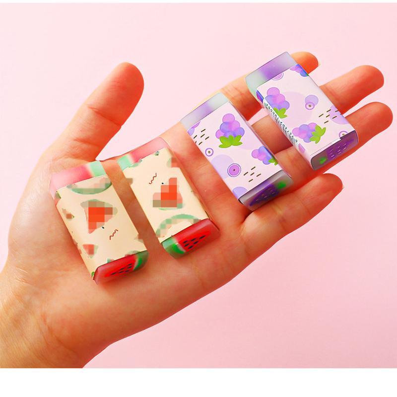 Cute Fruit Jelly Pencil Erasers Non-Toxic Soft Fun Animal Food Shaped Erasers for Kids Student School Stationery Gift